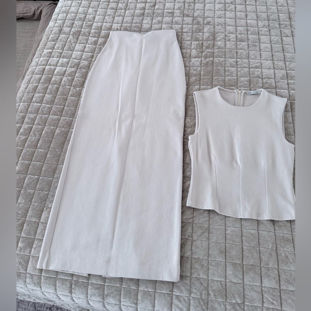 Zara Sand/ Stone color  Skirt Set. Soft fabric